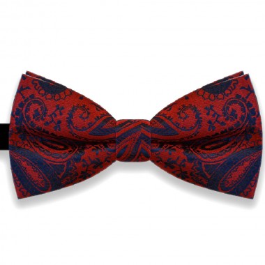 Papion rosu, elegant, model paisley albastru inchis, clasic Luxury Line